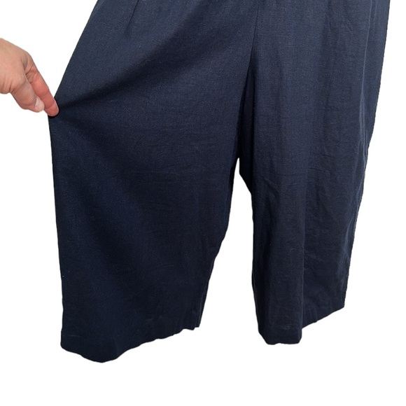 Asos Navy Blue Linen Blend Wide Leg Jumpsuit Sz 10 - Picture 4 of 10